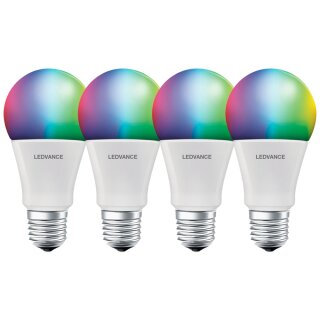 4 x Ledvance LED Smart+ Birne 9W = 60W E27 matt 806lm RGBW 2700K-6500K Dimmbar App Google Alexa Apple HomeKit Bluetooth