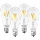 4 x Ledvance LED Filament Smart+ ST64 Edison 6W = 60W E27 klar 810lm warmweiß 2700K Dimmbar App Google Alexa Apple HomeKit Bluetooth