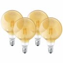 4 x Ledvance LED Filament Smart+ G120 Globe 6W = 52W E27 Gold gelüstert 680lm warmweiß 2400K Dimmbar App Google Alexa Apple HomeKit