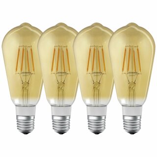 4 x Ledvance LED Filament Smart+ Edison ST64 5,5W = 45W E27 Gold 600lm extra warmweiß 2500K Dimmbar App Google Bluetooth
