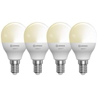 4 x Ledvance LED Smart+ Tropfen 5W = 40W E14 matt 470lm warmweiß 2700K Dimmbar App Google Alexa Apple HomeKit Bluetooth