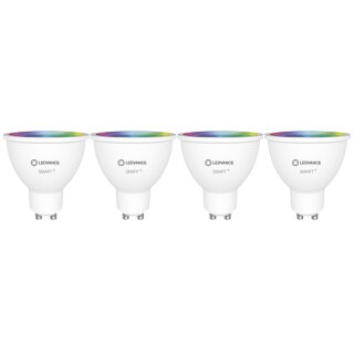 4 x Ledvance LED Smart+ Reflektor PAR16 5W = 40W GU10 350lm RGBW 2700K-6500K Dimmbar App Google Bluetooth