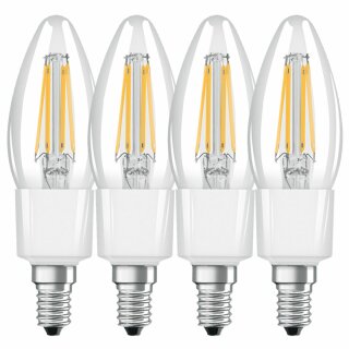 4 x Ledvance LED Filament Smart+ Kerze 4W = 40W E14 klar 470lm warmweiß 2700K Dimmbar App Google Alexa Apple HomeKit Bluetooth