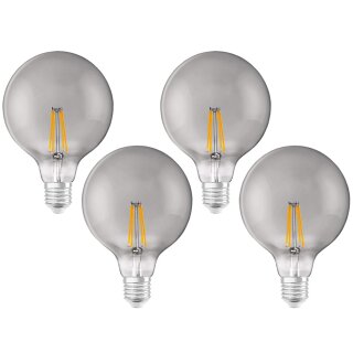 4 x Ledvance LED Filament Smart+ Globe G125 6W = 48W E27 Rauchglas 600lm warmweiß 2700K Dimmbar App Google Alexa Bluetooth