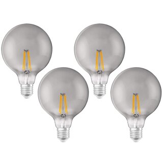 4 x Ledvance LED Filament Smart+ Globe G125 6W = 48W E27 Rauchglas 600lm warmweiß 2700K Dimmbar App Google Alexa Apple HomeKit Bluetooth