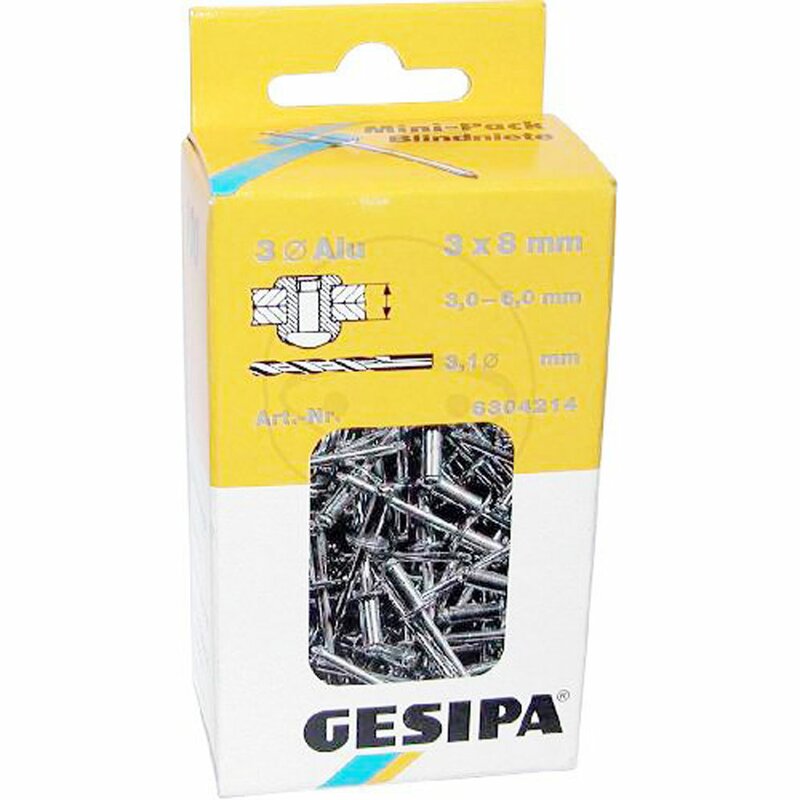 GESIPA® Blindniet Alu/Stahl Flachrundkopf Mini-Pack 5x10mm a 50Stück GESIPA Blin 