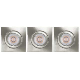 3er Set Light Topps LED Einbaustrahler Eisen gebürstet schwenkbar 3 x 6,8W GU10 warmweiß 2700K 25° DIMMBAR