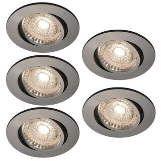 5 x Nordlux LED Einbaustrahler Octans Nickel schwenkbar 5 x 4,8W GU10 345lm warmweiß 2700K