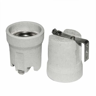 Porzellan Fassung E27 Sockel mit L Halter Keramik für LED Glühlampen Halogen