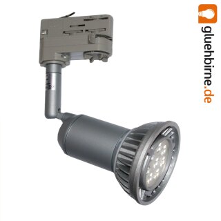 3-Phasen Strahler E27 mit Toshiba LED PAR30 14W warmweiß 3000K dimmbar für Erco Staff Ivela grau