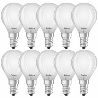 10 x Radium LED Filament Leuchtmittel Tropfen 6,5W = 60W E14 matt 806lm warmweiß 2700K
