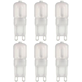 6 x LED Leuchtmittel Stiftsockel 2,5W = 19W G9 matt 180lm warmweiß 2700K 200°