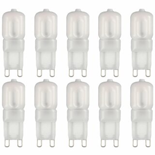 10 x LED Leuchtmittel Stiftsockel 2,5W = 19W G9 matt 180lm warmweiß 2700K 200°