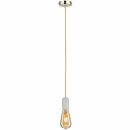 Paulmann Pendelleuchte Vintage Stoffkabel Gold Alabaster max 60W E27 ohne Leuchtmittel