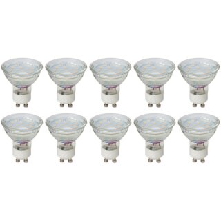 10 x Brilliant LED Leuchtmittel Glas Reflektor 2,5W GU10 240lm 830 warmweiß 3000K maxi flood 110°