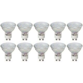 10 x Brilliant LED Leuchtmittel Glas Reflektor 2,5W GU10 240lm 830 warmweiß 3000K maxi flood 110°