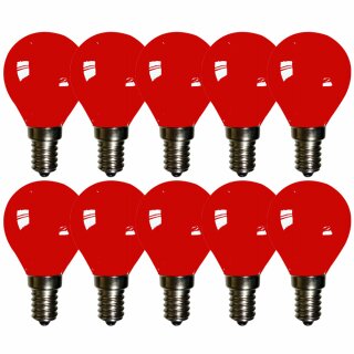 10 x LED Filament Leuchtmittel Tropfen 2W E14 farbig Rot 10lm