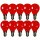 10 x LED Filament Leuchtmittel Tropfen 2W E14 farbig Rot 10lm