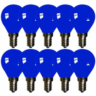 10 x LED Filament Leuchtmittel Tropfen 2W E14 farbig Blau 13lm