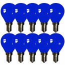 10 x LED Filament Leuchtmittel Tropfen 2W E14 farbig Blau...