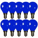 10 x LED Filament Leuchtmittel Tropfen 2W E14 farbig Blau...