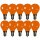 10 x LED Filament Leuchtmittel Tropfen 2W E14 farbig Orange 20lm