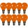 10 x LED Filament Leuchtmittel Tropfen 2W E14 farbig Orange 20lm