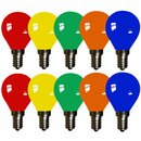 10 x LED Filament Leuchtmittel Tropfen 2W E14 farbig Mix Rot Gelb Grün Blau Orange