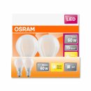 2 x Osram LED Filament Leuchtmittel Birnenform 6,5W = 60W E27 matt 806lm warmweiß 2700K