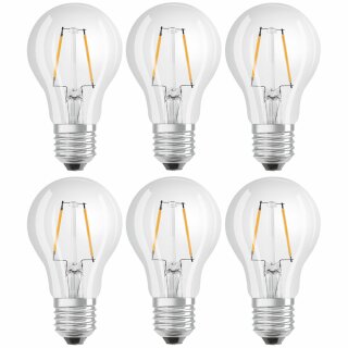 6 x Osram LED Filament Leuchtmittel Birnenform 2,5W = 25W E27 klar 250lm FS warmweiß 2700K