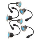 6 x Easy Connect LED Mini-Einbauleuchte Edelstahl rund Ø4,5cm IP67 6 x 0,8W 60lm Blau