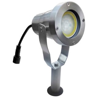 Easy Connect LED Strahler Gartenstrahler Alu gebürstet IP67 4W GU10 320lm warmweiß 3000K + Erdspieß