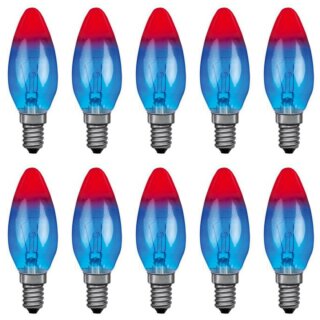 10 x Paulmann Glühbirne Kerze Multicolor 25W E14 Blau Rot Glühlampe 25 Watt