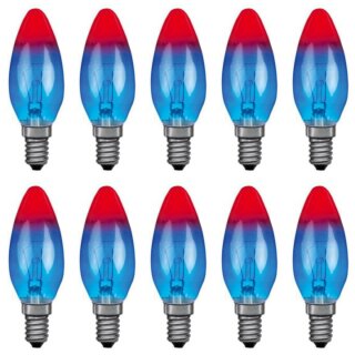 10 x Paulmann Glühbirne Kerze Multicolor 25W E14 Blau Rot Glühlampe 25 Watt