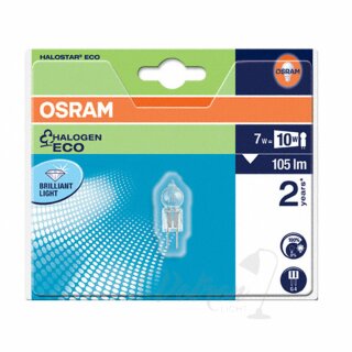 Osram G4 Eco Halogen Stiftsockellampe 7W = 10W 12V klar...