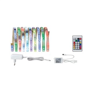 Paulmann LED Strip Set 3m 9,6W 165lm RGB Multicolor kürzbar & selbstklebend mit Fernbedienung