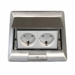 Einbausteckdose Fußbodensteckdose Steckdose 2-fach Edelstahl für Boden & Wand versenkbar B-Ware