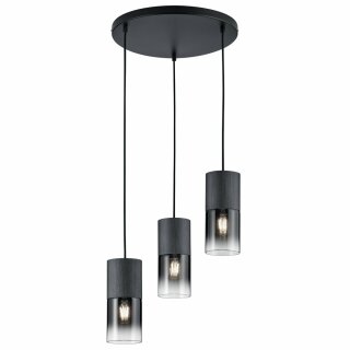 Trio Pendelleuchte Robin Schwarz Rauchglas max. 3 x 28W E27 ohne Leuchtmittel kürzbar B-Ware