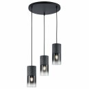 Trio Pendelleuchte Robin Schwarz Rauchglas max. 3 x 28W E27 ohne Leuchtmittel kürzbar B-Ware