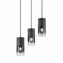 Trio Pendelleuchte Robin Schwarz Rauchglas max. 3 x 28W E27 ohne Leuchtmittel kürzbar B-Ware