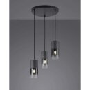 Trio Pendelleuchte Robin Schwarz Rauchglas max. 3 x 28W E27 ohne Leuchtmittel kürzbar B-Ware