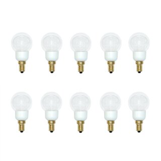 10 x LED Tropfen 1W E14 KLAR warmweiß 2700K 50lm Kunststoff für Außeneinsatz