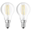 2 x Osram LED Filament Leuchtmittel Tropfen 4W = 40W E14 klar 470lm 827 warmweiß 2700K