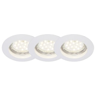 3 x Brilliant LED Einbauleuchte Felizia Weiß Ø7,8cm IP23 3 x 3W GU10 250lm warmweiß 3000K