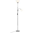 Brilliant LED Deckenfluter Spari Silber 1,8m 9,5W + 4W E27/E14 1256lm warmweiß 2700K mit Lesearm schwenkbar