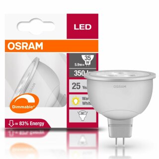Osram LED Superstar MR16 Reflektor 5,9W = 35W GU5,3 warmweiß 2700K Halogenersatz 36° DIMMBAR