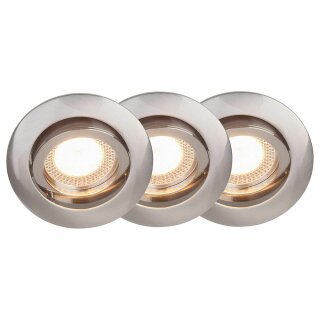 3 x Brilliant LED Einbauleuchte Easy Clip Silber Ø8,3cm 3 x 5W GU10 350lm warmweiß 2700K schwenkbar