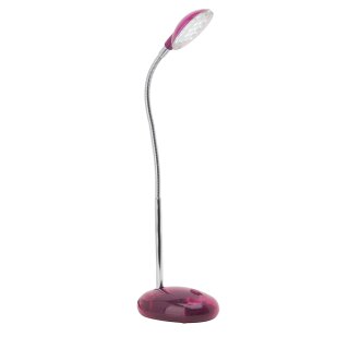 Brilliant LED Tischleuchte Timmi Transparent/Rosa 1,5W 140lm Tageslicht 6500K kaltweiß mit Flexgelenk & Schalter