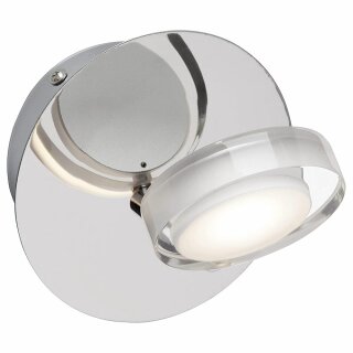 Brilliant LED Wandleuchte Spot Calvin Chrom/Transparent 5W 360lm warmweiß 3000K schwenkbar