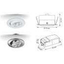 Malmbergs LED Einbauleuchte Downlight MD-13 Weiß IP44 5W 255lm Warmweiß 2700K schwenkbar dimmbar